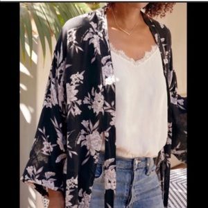 Spiritual Gangster Floral Tie Robe Kimono Top